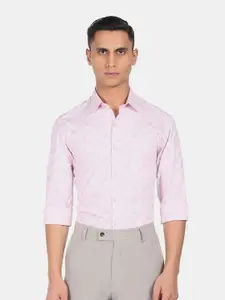 Arrow Men Pink Floral Printed Regular Fit Pure Cotton Semiformal Shirt