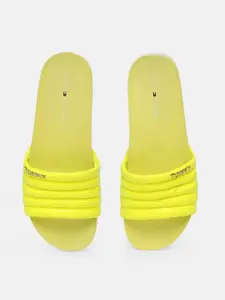 Tommy Hilfiger Women Yellow Solid Sliders