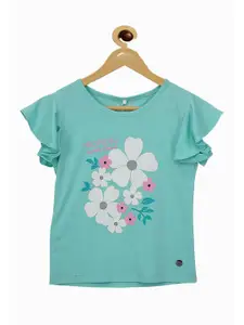 Tiny Girl Girls Sea Green Graphic Printed Knitted Top