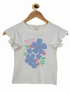 Tiny Girl Girls Off White & Blue Printed Top