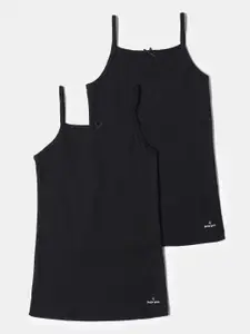Jockey Girls Black Pack of 2 Solid Pure Cotton Camisole