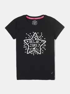Jockey Girls Black Printed T-shirt