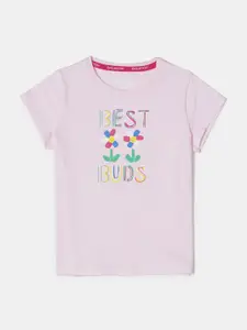 Jockey Girls Pink Typography Printed T-shirt