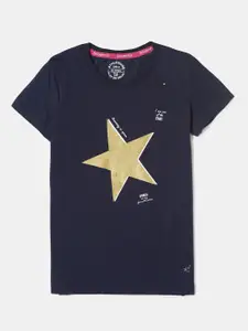 Jockey Girls Navy Blue Star Printed T-shirt