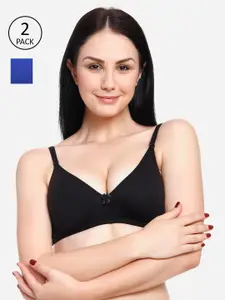 Innocence Blue & Black Pack of 2 Heavily Padded Non Wired Everyday Bra