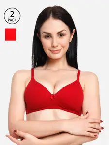 Innocence Maroon & Red Pack Of 2 Heavily Padded Non Wired Bra
