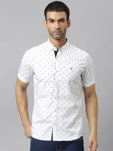 Thomas Scott Men White Relaxed Slim Fit Floral Printed Casual Shirt