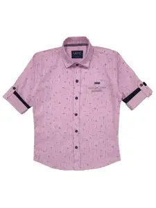 CAVIO Boys Pink Printed Casual Shirt