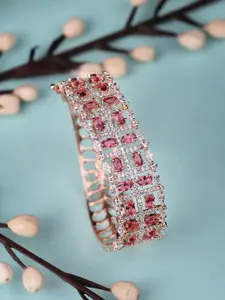 Saraf RS Jewellery Women Rose Gold-Plated Pink & White AD Studded Bangle-Style Bracelet
