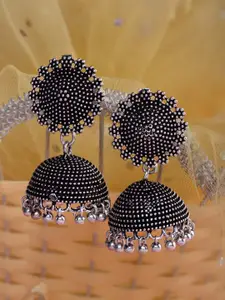 Saraf RS Jewellery Black Dome Shaped Filigree Jhumkas Earrings