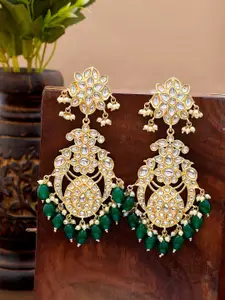 Shoshaa Green Kundan Drop Earrings