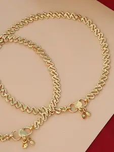 Shoshaa Pair Of 2 Gold-Plated Anklets