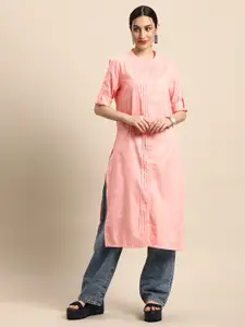Anouk Women Pink Solid Pleated Kurta