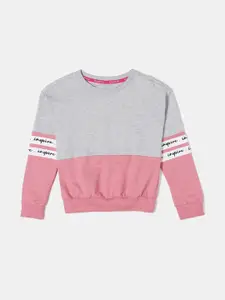 Jockey Girls Super Combed Cotton Colourblock Sweatshirt With Drop Shoulder Styling - AG66