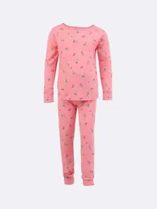 Jockey Girls Pink Printed Night suit