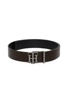 Tommy Hilfiger Tommy Hilfiger Men Black & Coffee Brown Solid Reversible Leather Belt