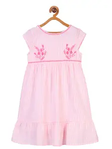 Miyo Pink Embroidered A-Line Dress