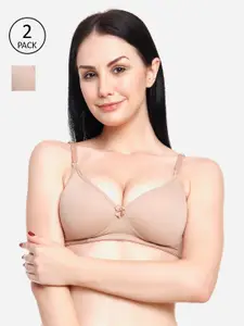 Innocence Brown Pack of 2 Heavily Padded Non Wired Everyday Bra