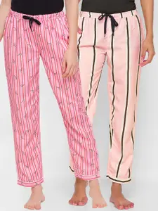 FashionRack Women Pack of 2 Pink Striped Lounge Pants