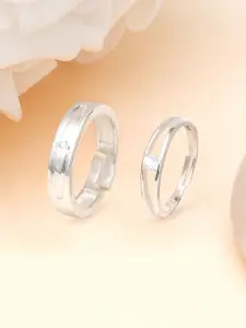 KUNUZ Silver-Plated Set Of 2 925 Sterling Silver Couple Rings