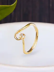 KUNUZ Gold-Plated CZ-Studded Finger Ring