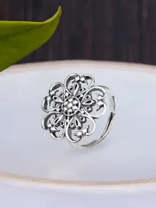 KUNUZ Oxidised Silver-Plated Antique 925 Sterling Silver Finger Ring