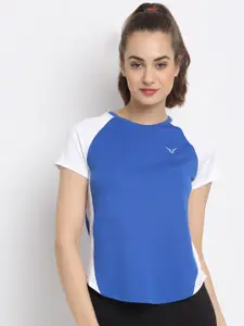 Invincible Women Blue Slim Fit Training or Gym T-shirt