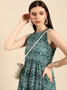 Anouk Green A-Line Mini Dress