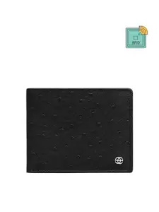 Eske Men Black Textured Leather Two Fold RFID Wallet