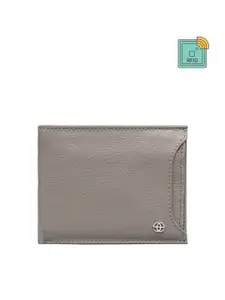 Eske Men Grey Leather Two Fold Wallet