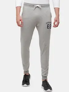 ARDEUR Men Grey Melange Typography Cotton Joggers
