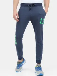 ARDEUR Men Blue Solid Cotton Regular Fit Joggers