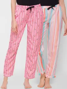 FashionRack Women Pack of 2 Pink Striped Lounge Pants