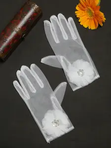 TIPY TIPY TAP TIPY TIPY TAP Women White Flower Finger Gloves