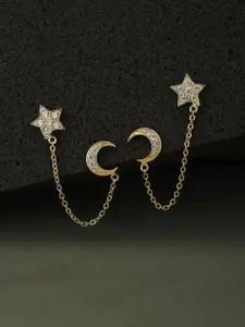 Carlton London Gold-Plated Star Shaped Studs Earrings