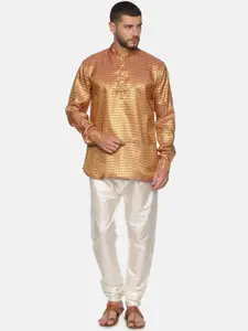Sethukrishna Men Gold-Toned Self Design Kurta with Churidar