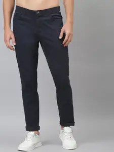Thomas Scott Men Navy Blue Easy Wash Slim Fit  Sustainable Chinos Trousers