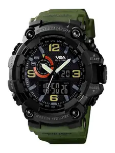 V2A Men Black Dial & Green Straps Analogue and Digital Multi Function Watch V2A-1520-Green