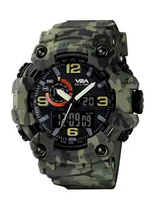 V2A Men Black Dial & Green Straps Analogue and Digital Multi Function Watch V2A-1520