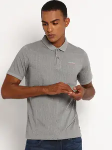 Lee Men Grey Printed Polo Collar Slim Fit T-shirt