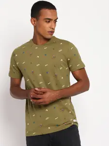 Lee Men Green Printed Slim Fit T-shirt