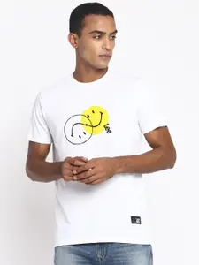 Lee Men White Printed Slim Fit T-shirt