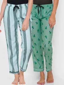FashionRack Women Blue & Green Pack of 2 Lounge Pants