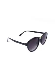 FUZOKU Men Black Lens & Blue Round Sunglasses with UV Protected Lens