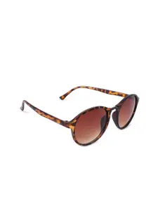 FUZOKU Men Brown Lens & Yellow Round Sunglasses with UV Protected Lens