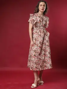 RAREISM Multicoloured Ditsy Floral A-Line Midi Dress