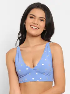 N-Gal Women Blue Printed Non Padded Non Wired Bralette Bra