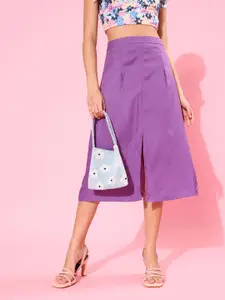 DressBerry Charming Purple Solid Roman Column Skirt