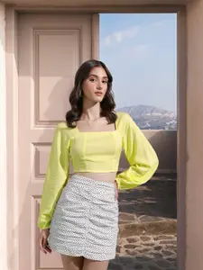DressBerry Lime Green Solid Volume Play Top