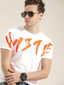 Moda Rapido Men White Typography Printed T-shirt